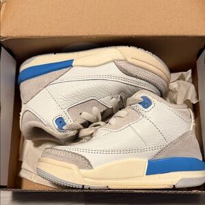 Jordan Kids White and Blue Sneakers